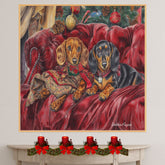 Christmas Canvas  - "Dachshund Dreams: Vintage-Inspired Ephemera Art" - Victorian Portraits of Adorable Doxies on Ready to Hang 1.5" Thick Canvas Wrap, Floating Framed Canvas, Flat Rolled Canvas